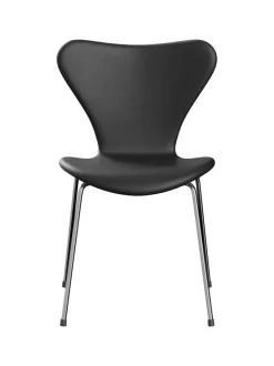 3107 stol, fuldpolstret Essential læder lava/sort stel af Arne Jacobsen