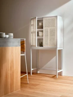 Air Cabinet, black/cane fra Design House Stockholm