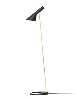 AJ Floor Lamp, grey/brass af Arne Jacobsen