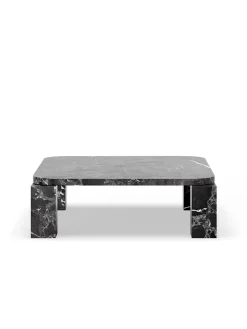 Atlas Sofabord 820x820, Unfilled Travertine fra New Works