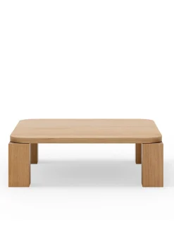 Atlas Sofabord 820x820, Unfilled Travertine fra New Works