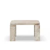 Atlas Sofabord 600x600, Unfilled Travertine fra New Works