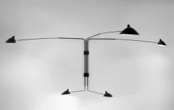 Big Wall Lamp w/5 Rotating Straight Arms af Serge Mouille