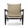 CH25 Loungestol, eg sortmalet med naturflet af Hans J. Wegner