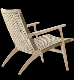 CH25 Loungestol, eg sortmalet med naturflet af Hans J. Wegner
