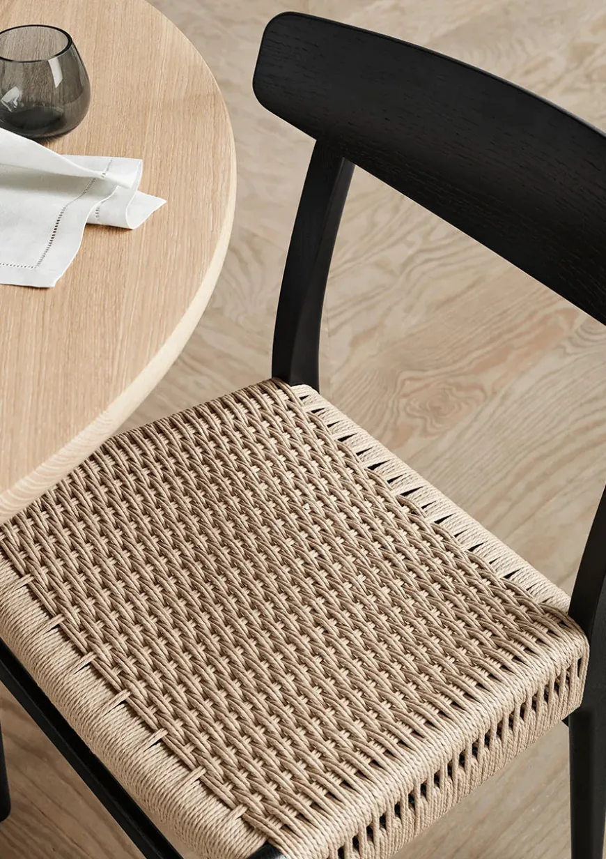 CH23 Spisestol, sort eg med sort flet af Hans J. Wegner