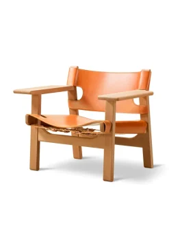 Den Spanske Stol i cognac læder, eg lys olie af Børge Mogensen
