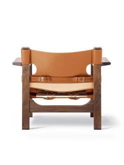 Den Spanske Stol i mørkebrun læder, eg olie af Børge Mogensen