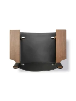 Den Spanske Stol i mørkebrun læder, eg olie af Børge Mogensen