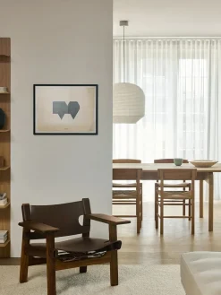 Den Spanske Stol i mørkebrun læder, eg sæbe af Børge Mogensen