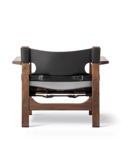 Den Spanske Stol i mørkebrun læder, valnød olie af Børge Mogensen