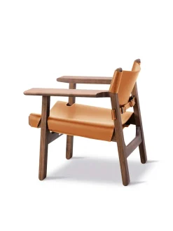 Den Spanske Stol i mørkebrun læder, Røget eg olie af Børge Mogensen