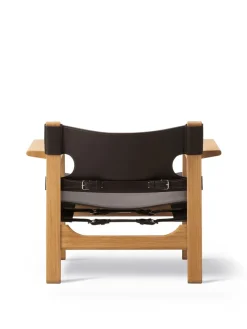 Den Spanske Stol i mørkebrun læder, Røget eg olie af Børge Mogensen