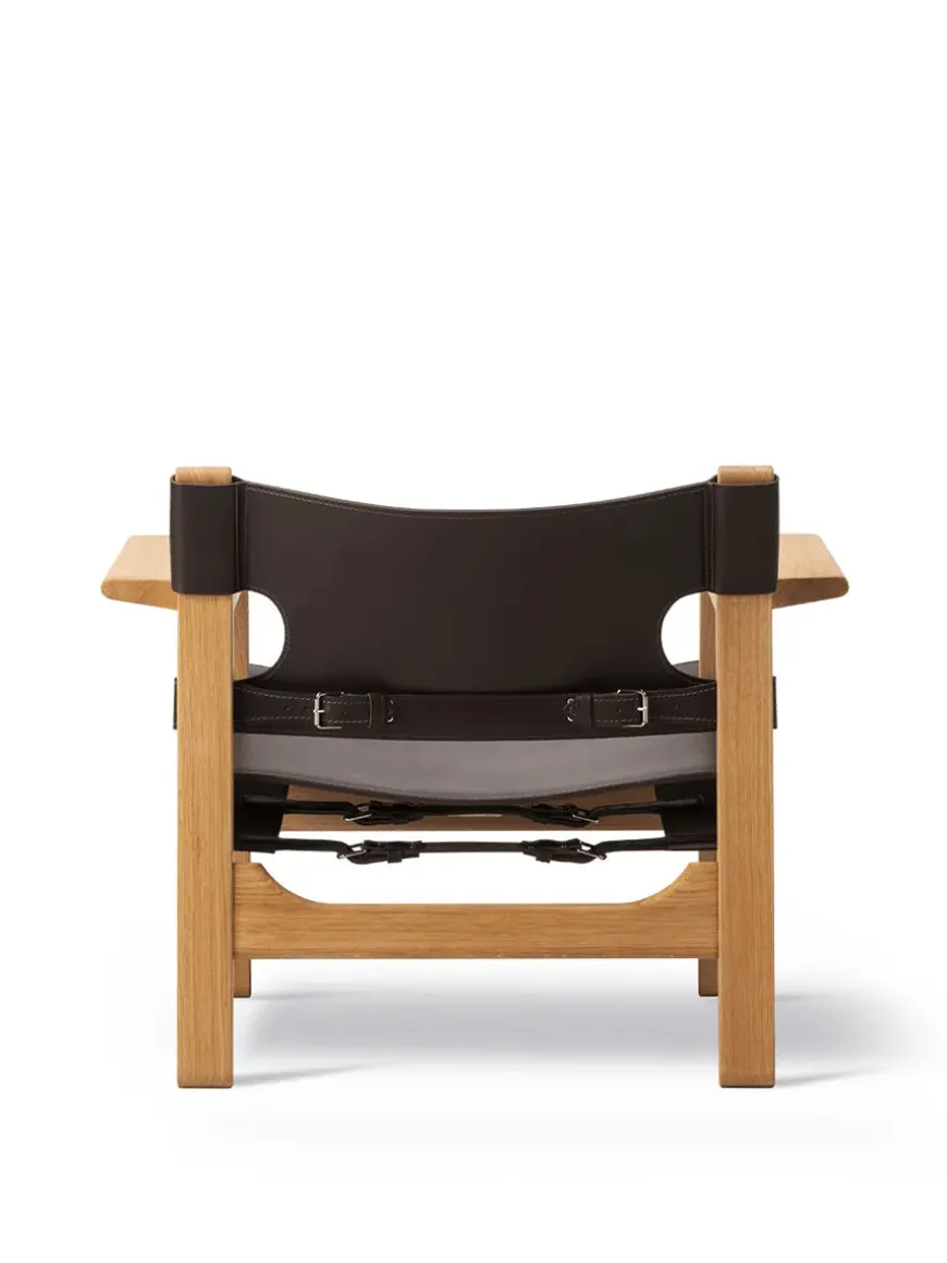 Den Spanske Stol i mørkebrun læder, Røget eg olie af Børge Mogensen