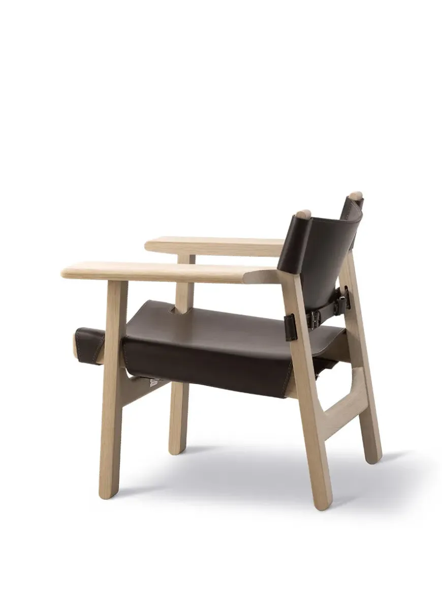 Den Spanske Stol i mørkebrun læder, Røget eg olie af Børge Mogensen