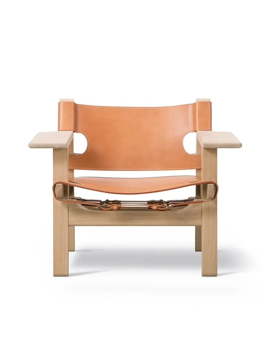 Den Spanske Stol i mørkebrun læder, Røget eg olie af Børge Mogensen