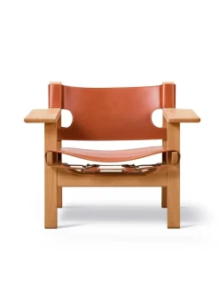 Den Spanske Stol i mørkebrun læder, Røget eg olie af Børge Mogensen