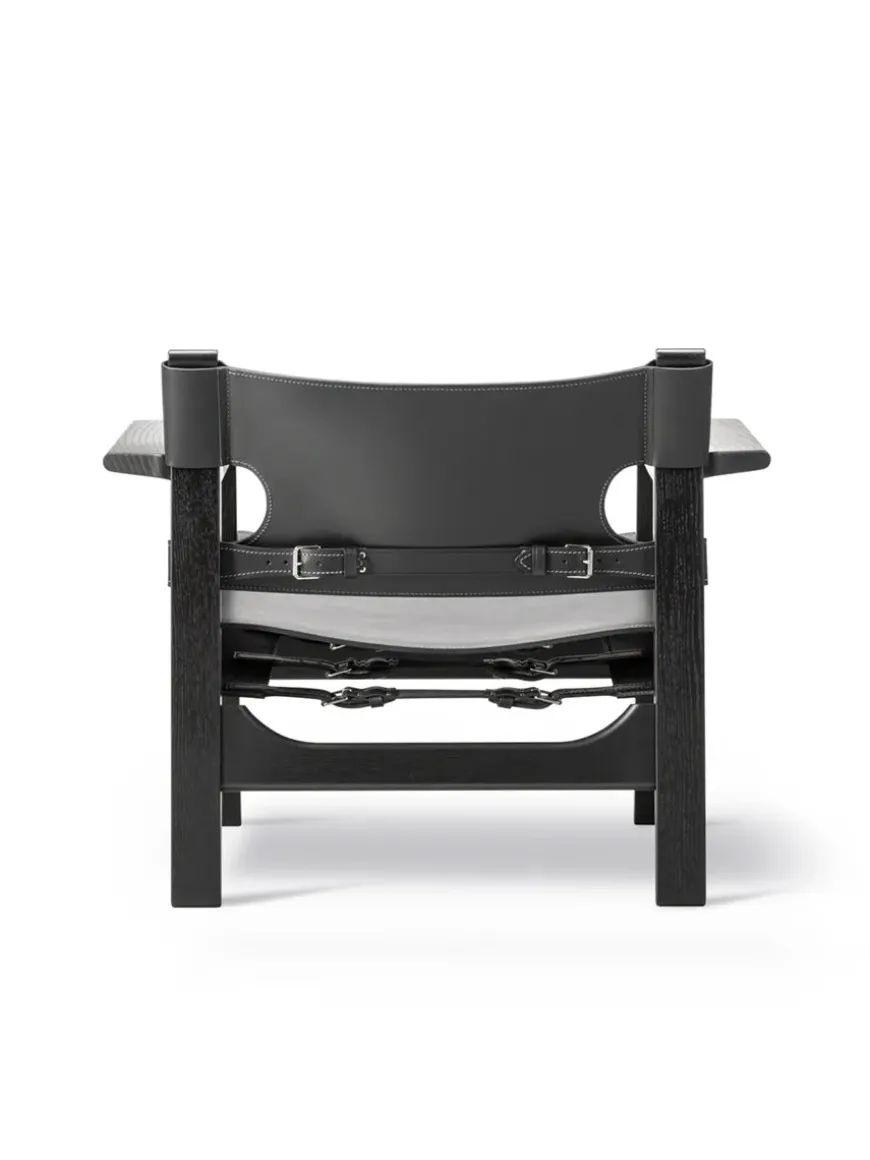 Den Spanske Stol i mørkebrun læder, Røget eg olie af Børge Mogensen