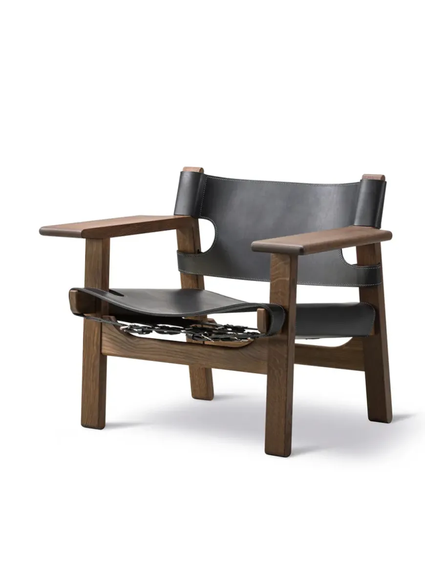 Den Spanske Stol i mørkebrun læder, Røget eg olie af Børge Mogensen