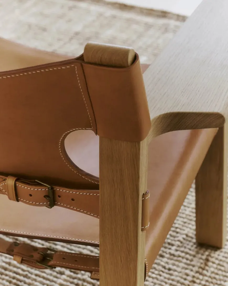 Den Spanske Stol i mørkebrun læder, Røget eg olie af Børge Mogensen