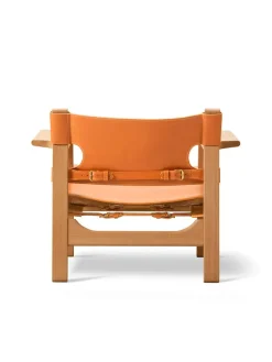 Den Spanske Stol i naturfarvet læder, valnød olie af Børge Mogensen