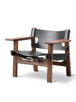 Den Spanske Stol i naturfarvet læder, eg olie af Børge Mogensen