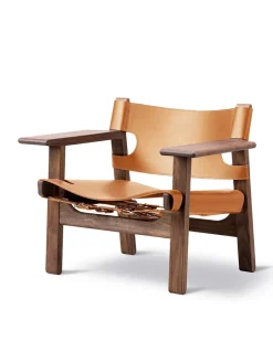 Den Spanske Stol i naturfarvet læder, eg sæbe af Børge Mogensen