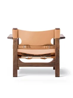 Den Spanske Stol i sort læder, eg sort lak af Børge Mogensen