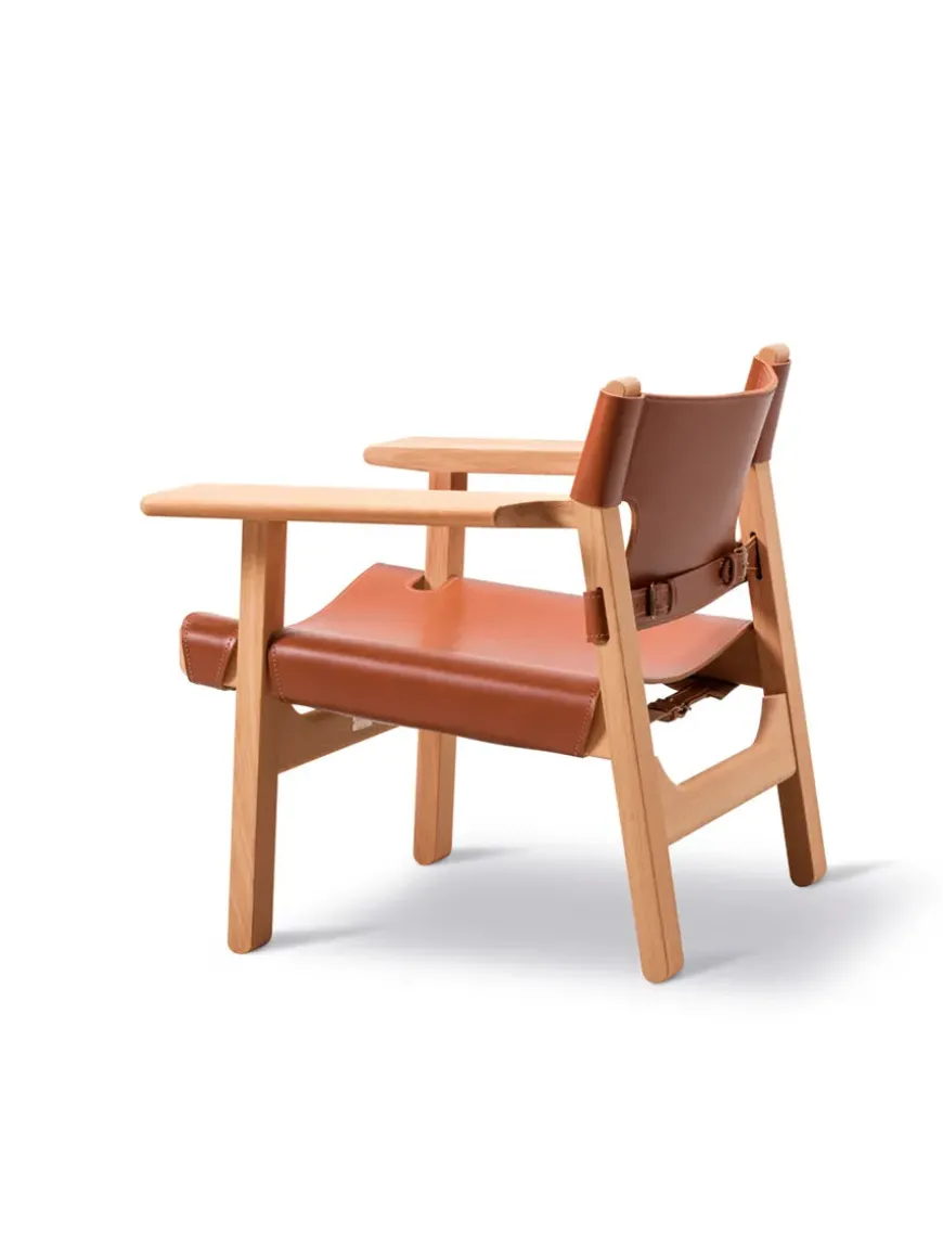 Den Spanske Stol i sort læder, eg sæbe af Børge Mogensen