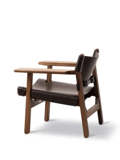 Den Spanske Stol i sort læder, eg sæbe af Børge Mogensen