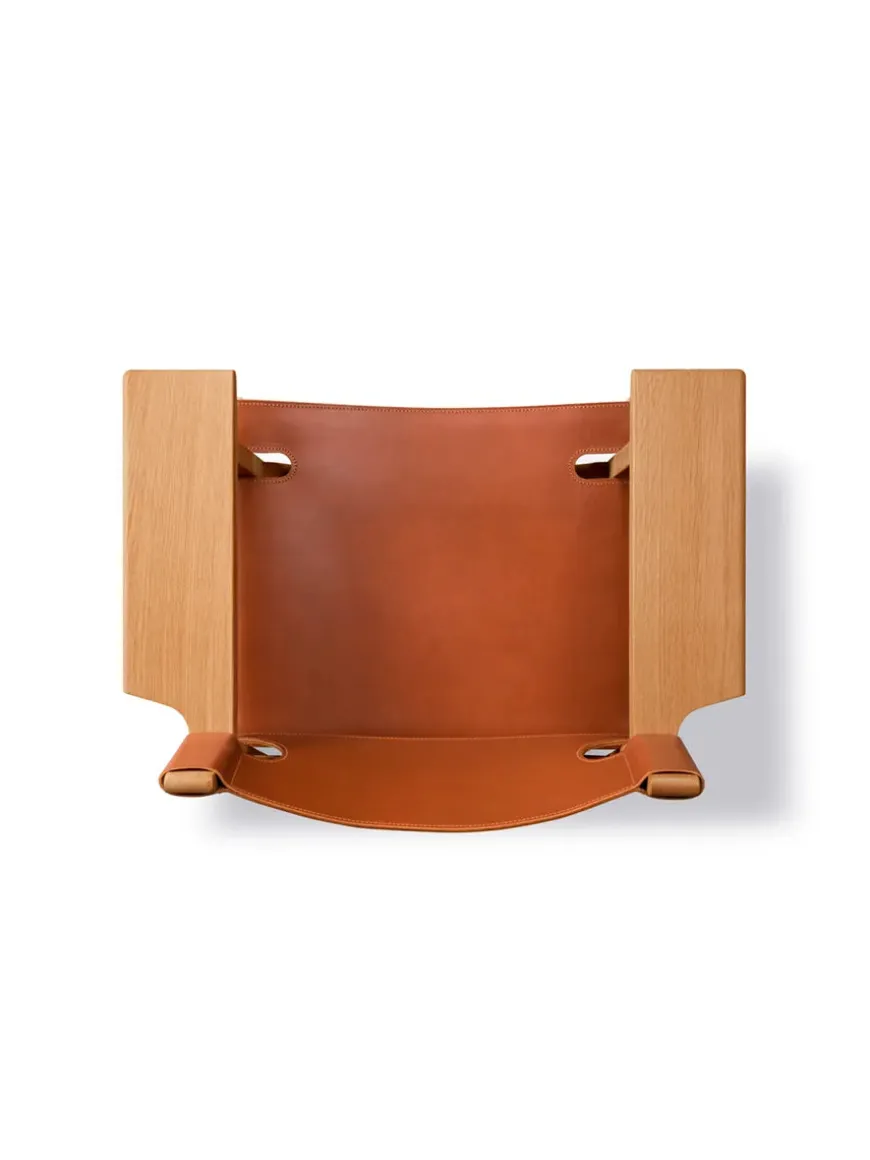 Den Spanske Stol i sort læder, røget eg olie af Børge Mogensen