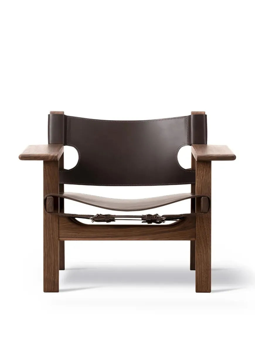 Den Spanske Stol i sort læder, røget eg olie af Børge Mogensen