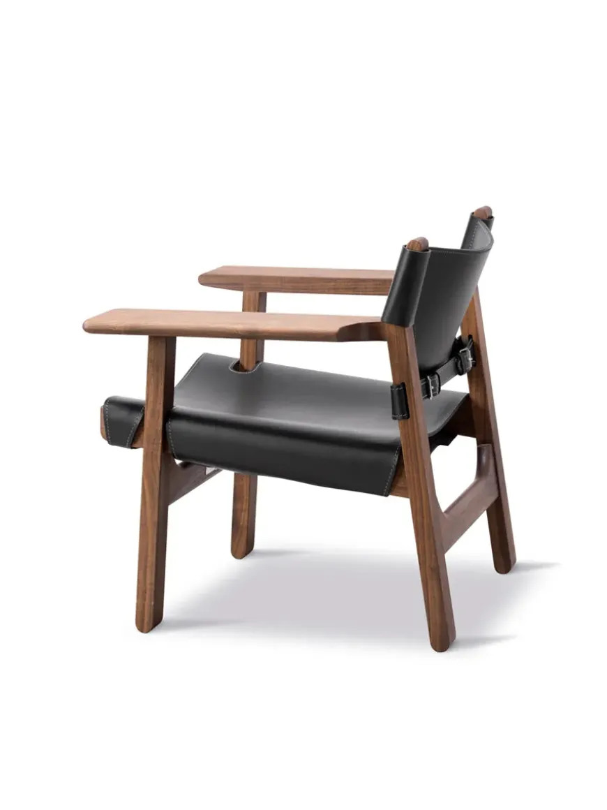 Den Spanske Stol i sort læder, røget eg olie af Børge Mogensen