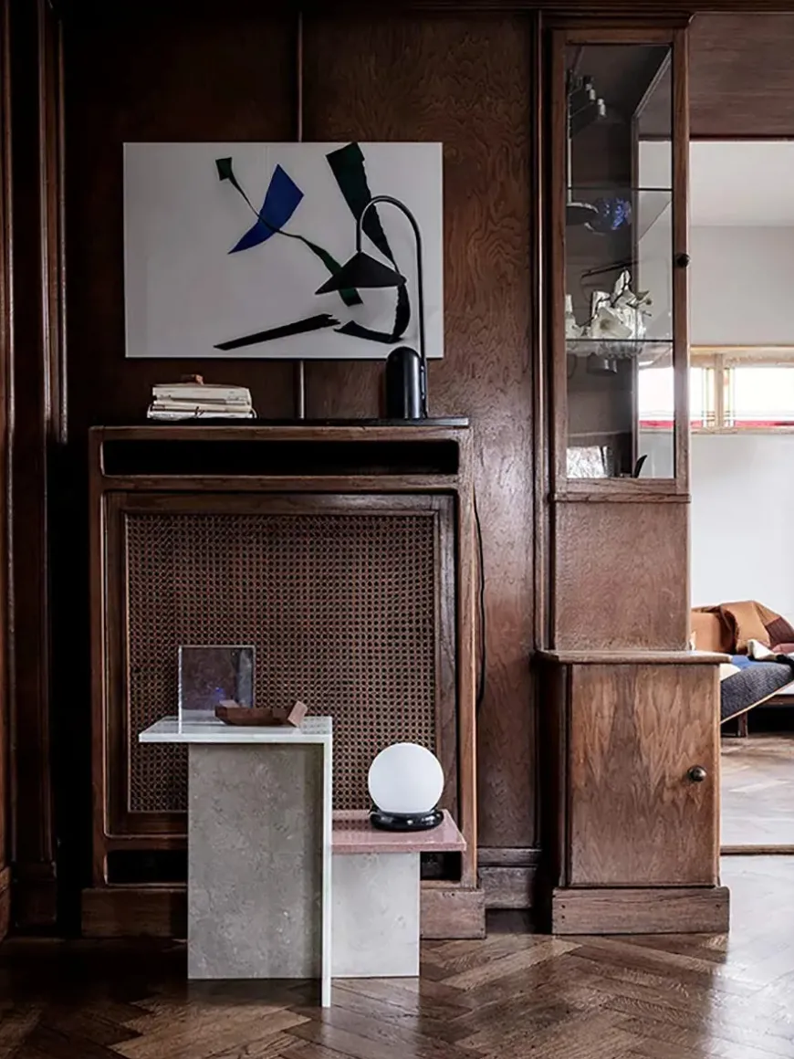 Distinct Side Table, Dark Brown Travertine fra Ferm Living