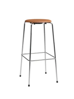 Dot Høj Barstol m. 4 ben, valnød læder af Arne Jacobsen