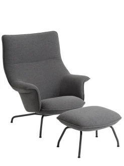 Doze Lounge Chair inkl. Fodskammel, black refine leather fra Muuto