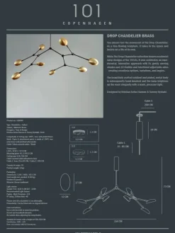 Drop Chandelier, brass fra 101 Copenhagen