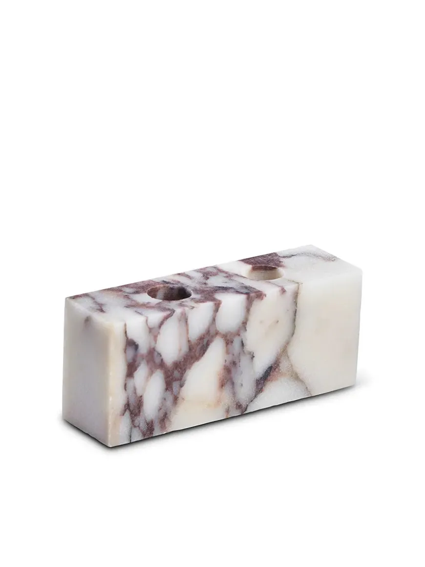 Epode Lysestage 14 cm, travertin silver fra Wabi Sabi Nordic