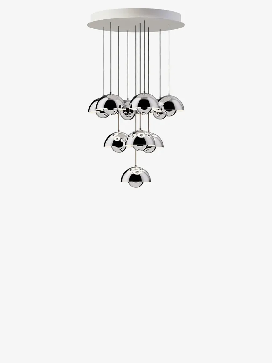 Flowerpot Chandelier VP10, 10 pendants reversed fra &Tradition