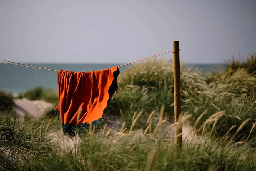 Franja Plaid, green/orange fra Silkeborg Uldspinderi