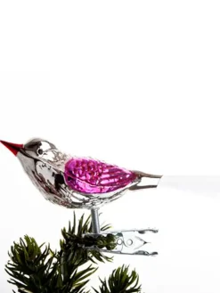 Fugl m. Klemme 10 cm, sølvfarvet/grøn fra Brink Nordic