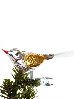 Fugl m. Klemme 10 cm, sølvfarvet/guld fra Brink Nordic