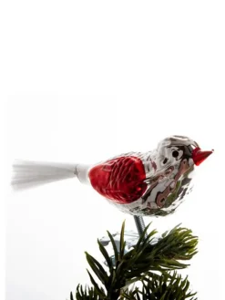 Fugl m. Klemme 10 cm, sølvfarvet/pink fra Brink Nordic