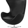 Ægget, sort læder/aluminium af Arne Jacobsen
