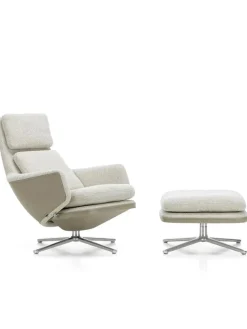 Grand Relax Lænestol inkl. Fodskammel, grey/beige fra Vitra
