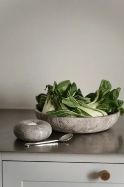 Hyben Skål, travertin silver fra Wabi Sabi Nordic