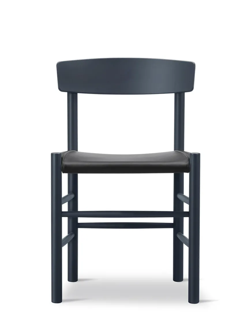 J39 Folkestolen Sædepolstret, Cognac Læder af Børge Mogensen