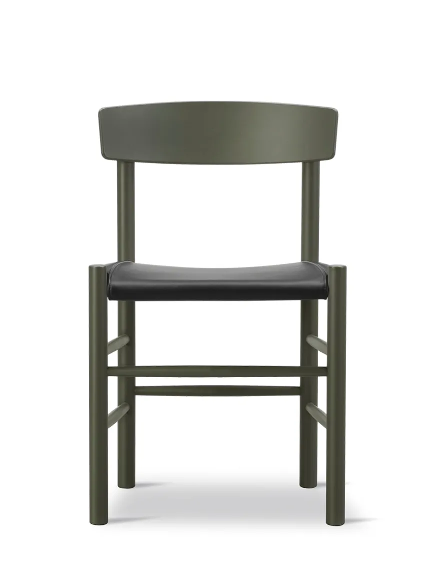 J39 Folkestolen Sædepolstret, Cognac Læder af Børge Mogensen