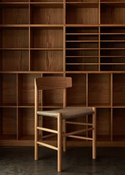 J39 Folkestolen Sædepolstret, Cognac Læder af Børge Mogensen