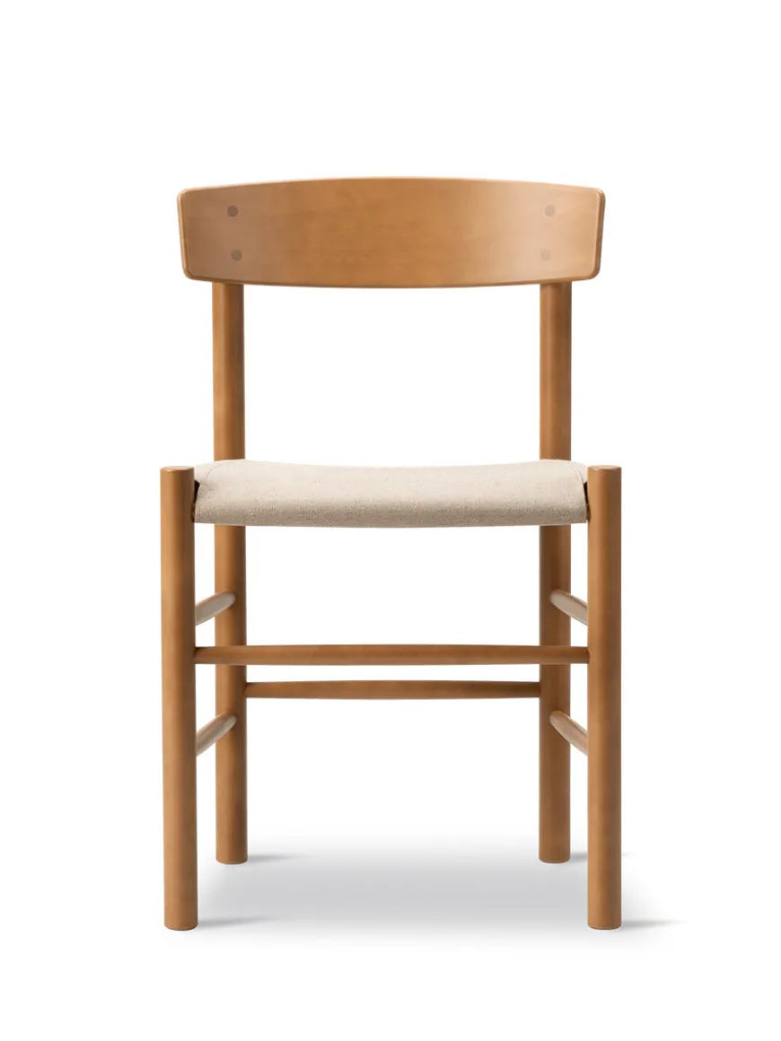 J39 Folkestolen Sædepolstret, Cognac Læder af Børge Mogensen